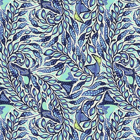 PRE-ORDER Tula Pink Zuma Sea Stingray Aquamarine Botanical Cotton Fabric