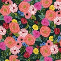 Rifle Paper Co. English Garden Juliet Rose Navy Floral Rayon Challis Fabric