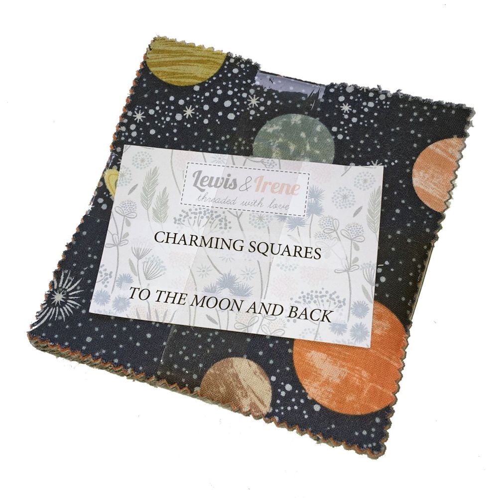 Lewis and Irene To The Moon and Back Space Charm Square Quilting Squares