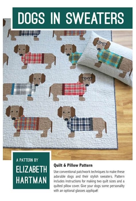 Elizabeth Hartman Sausage Dogs in Sweaters Quilt Pattern
