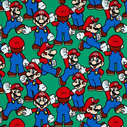Nintendo Super Mario Packed Character Game Gamers Video Game Cotton Fabric