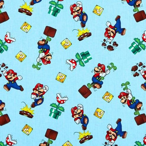 Nintendo Super Mario Toss Light Blue Character Game Gamers Video Game Cotto