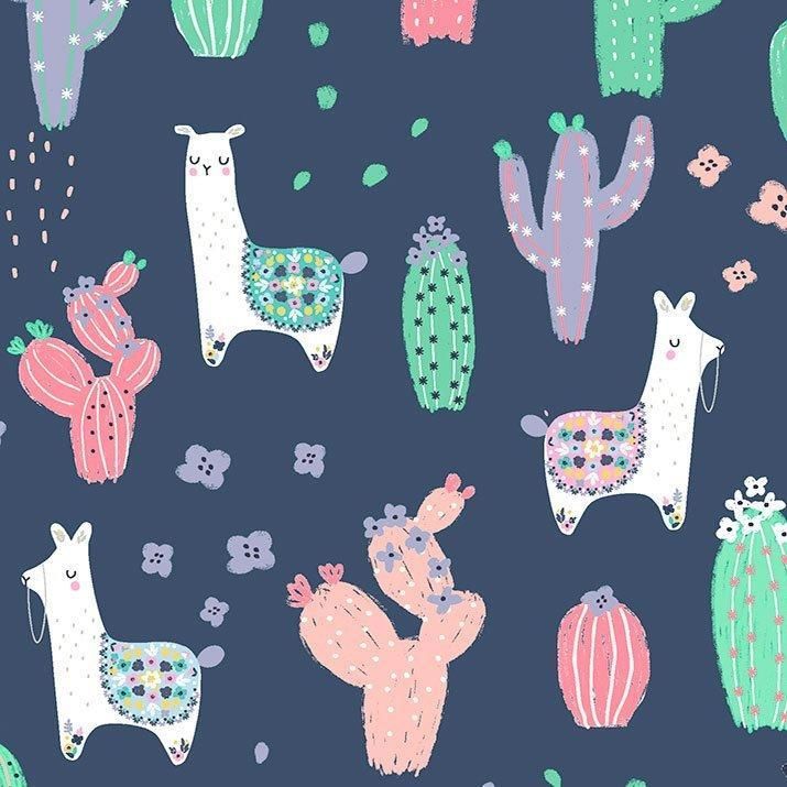 No Llama Flamingo Cotton Fabric