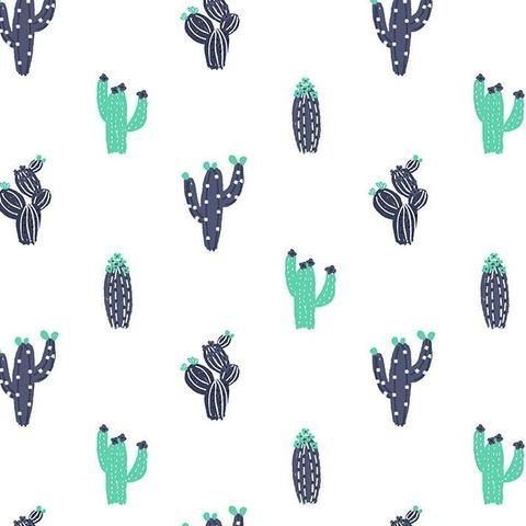 No Probllama Cacti White Cactus Cotton Fabric