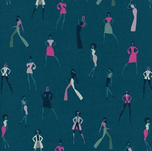 Akoma Look Book Teal Fashion Model Strike A Pose Cotton Fabric by Cotton +