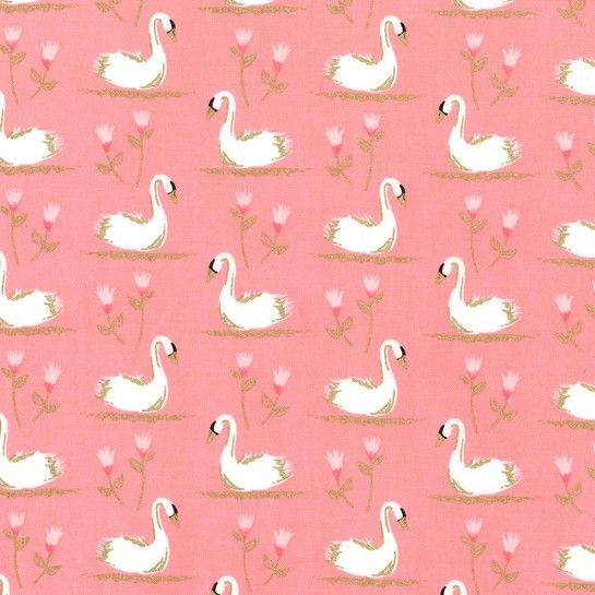 Swans A Swimming Shell Glitter Critters Swan Bird Metallic Gold Coral Flora