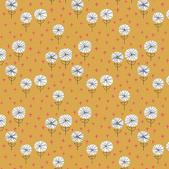 Around Town Dandelion Carrot Floral Flowers Botanical Cotton Fabric