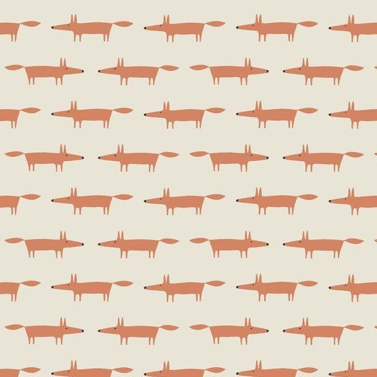 Dakarai Little Mr Fox Taupe Foxes Cotton Fabric by Scion