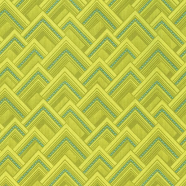 Splendor Mighty Corners Moon Glow Triangle Green Geometric Cotton Fabric