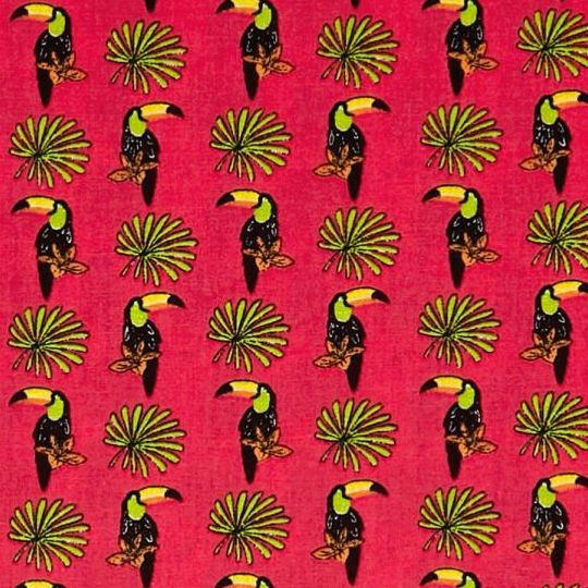 Toucan Tucana Grenadine Lorraine Toucans Pink Digital Cotton Fabric