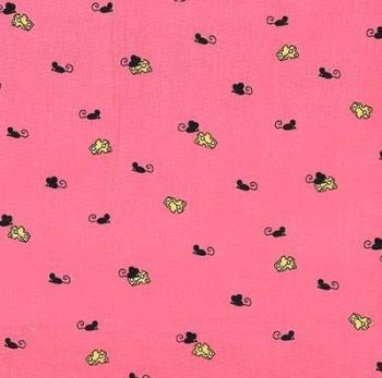 Mighty Mouse Tiny Mice Cheese Paw Prints Play Pink Coral ASPCA Cotton Fabric by Michael Miller
