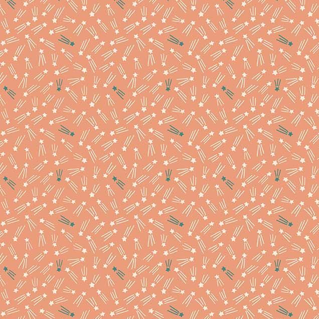Special Delivery Shooting Stars Star Space Coral Cotton Fabric