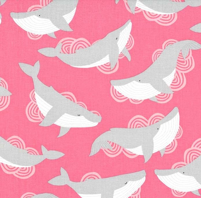 Acadia Marine Seaside Pod Shell Pink Coral Whale Whales Sea Ocean Cotton Fa