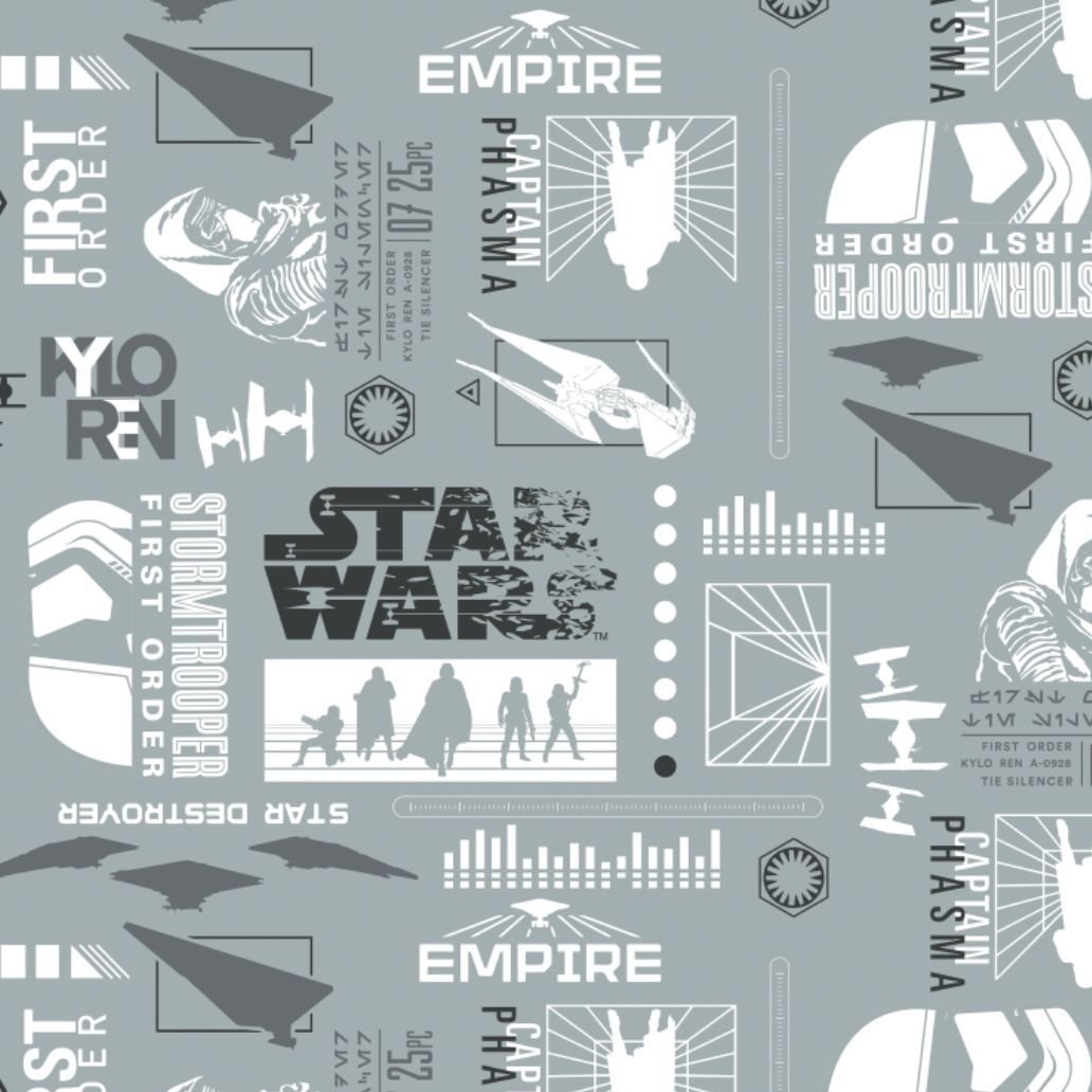 Disney Star Wars Empire Silhouettes in Stone Cotton Fabric