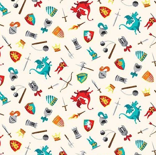 Dragonheart Dragons Blue Fairytale Dragon Sky Cloud Cotton Fabric