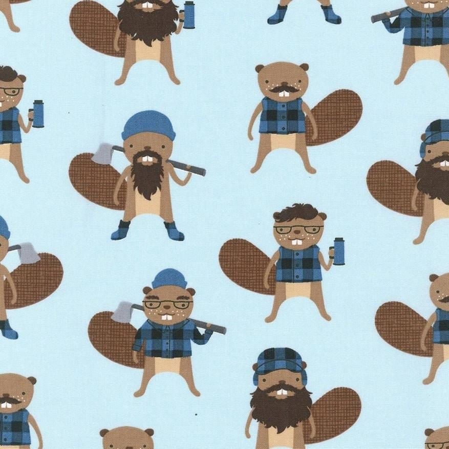 Andie's Minis Adventure Tiny Burly Beavers Lumberjack Beaver Cotton Fabric