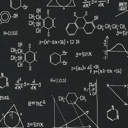 Science Fair Formulas Equations Black Chemistry Science Geek Cotton Fabric