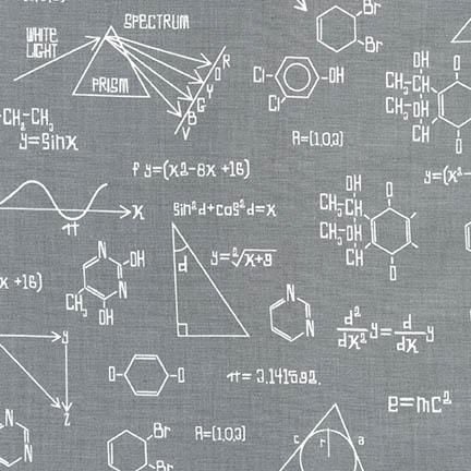 Science Fair Formulas Equations Grey Chemistry Science Geek Cotton Fabric