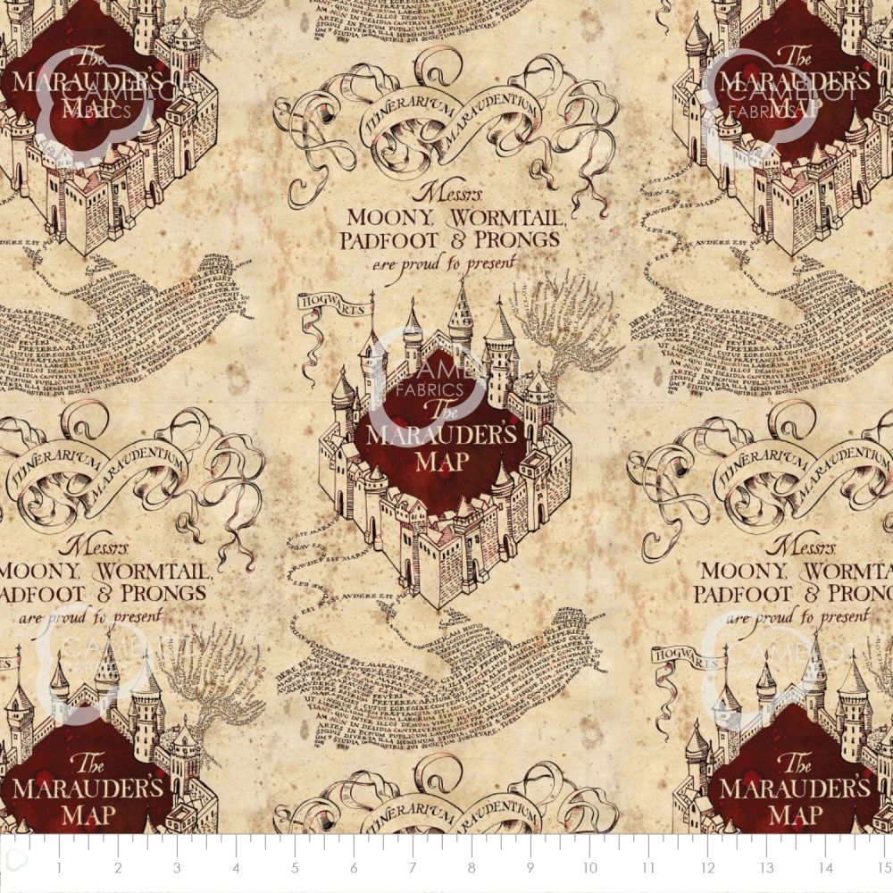 Harry Potter Marauders Map Hogwarts Camelot Deluxe Cotton Fabric