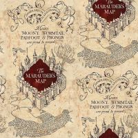 Harry Potter Marauders Map Hogwarts Camelot Deluxe Cotton Fabric per half metre