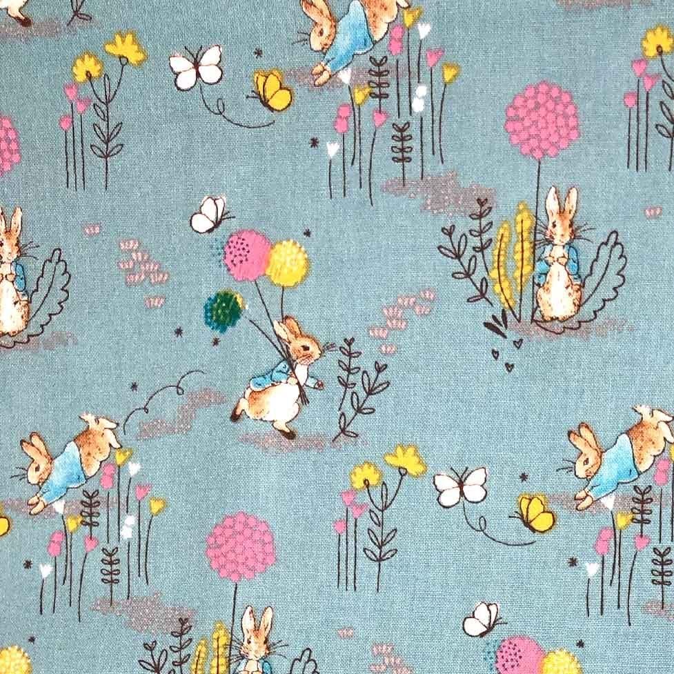 Peter Rabbit Beatrix Potter Clics Nursery Blue Dandelion Cotton Fabric By Visage Textiles
