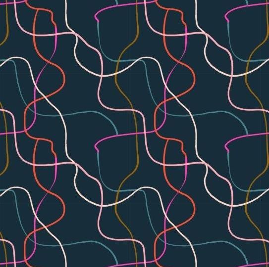 PRE-ORDER Soiree Rayons Between The Lines Dark Geometric Abstract Viscose R