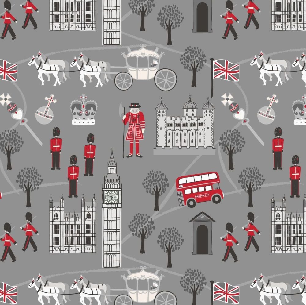 Royal Brittania on Grey Monochrome Scenic London Crown Soldier British Big