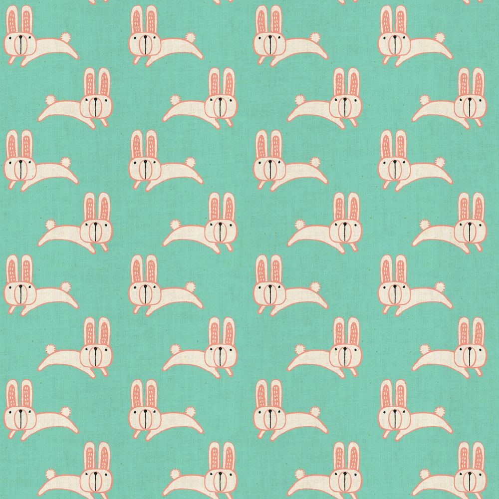 Mori No Tomodachi Usagi Chan Tuquoise Kawaii Bunny Rabbits Cotton Fabric