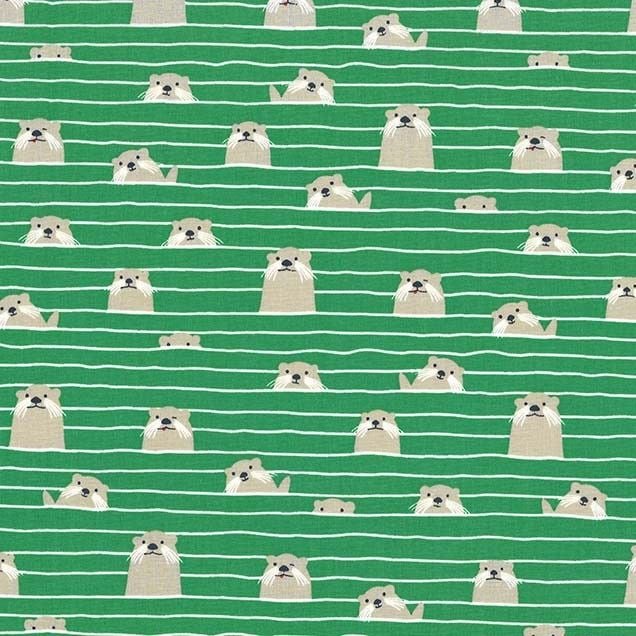 Acadia Marine Otter Assembly Sea Otters Green Ocean Cotton Fabric