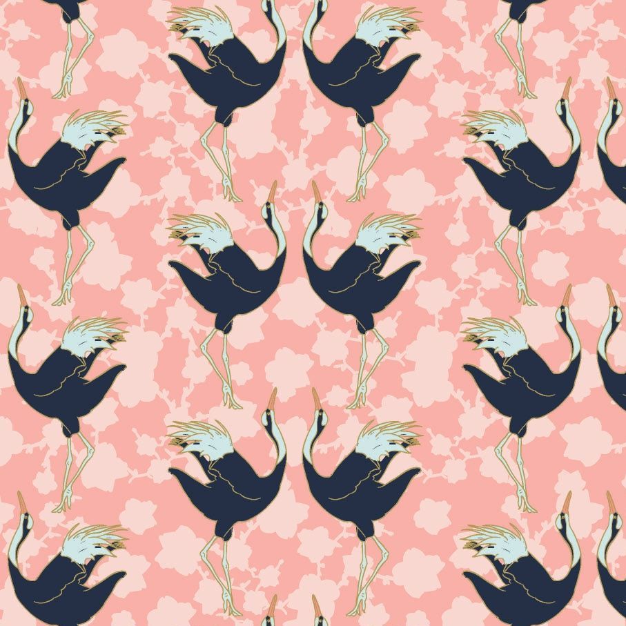 quilt cotton col 03 Camelot Fabric 29180205 Flower Mistic Cranes