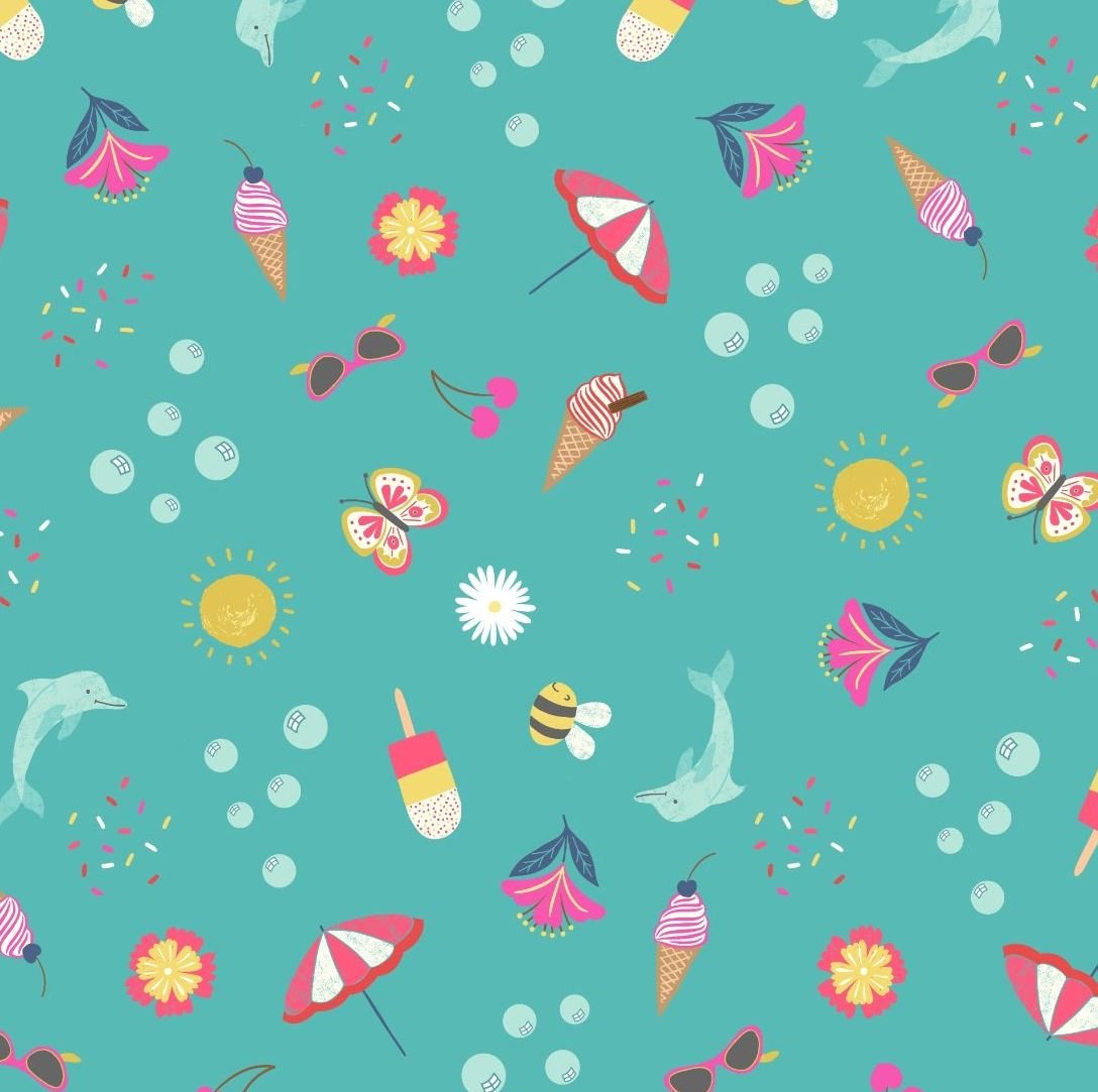 Whatever the Weather Seasons Summer on Tuquoise Icons Scatter Icecream Bee