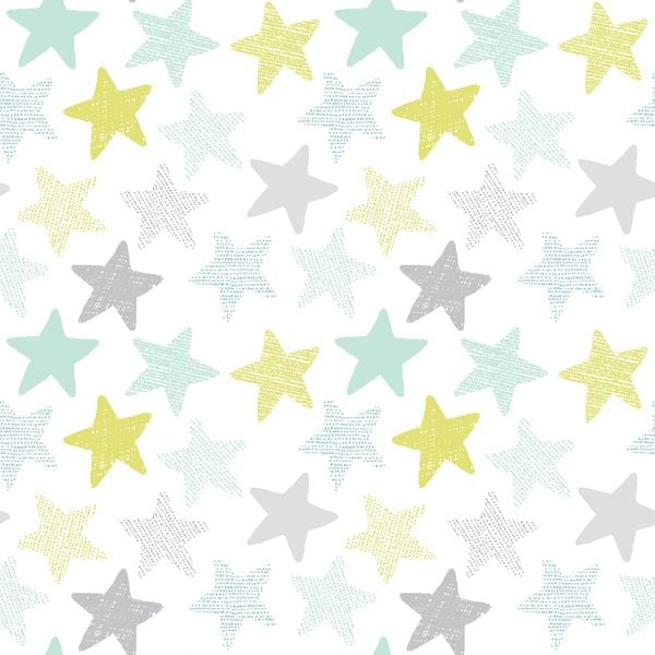 Wide Awake Stars White Dear Stella Star Nursery Cotton Fabric