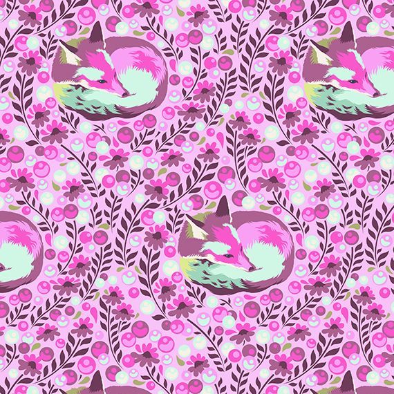 RARE Tula Pink Chipper Fox Nap Raspberry Cotton Fabric