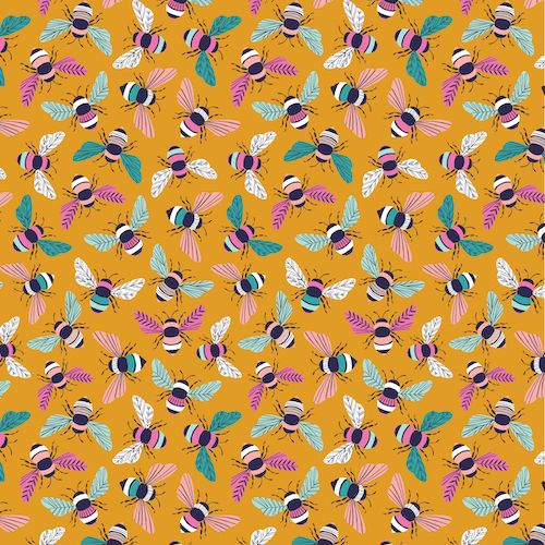 Summer Dance Bees Honey Bee Golden Yellow Cotton Fabric