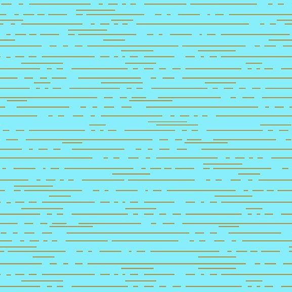 Greatest Hits Vol 1 Dashes Crisp Aqua Lines Gold Metallic Geometric Cotton