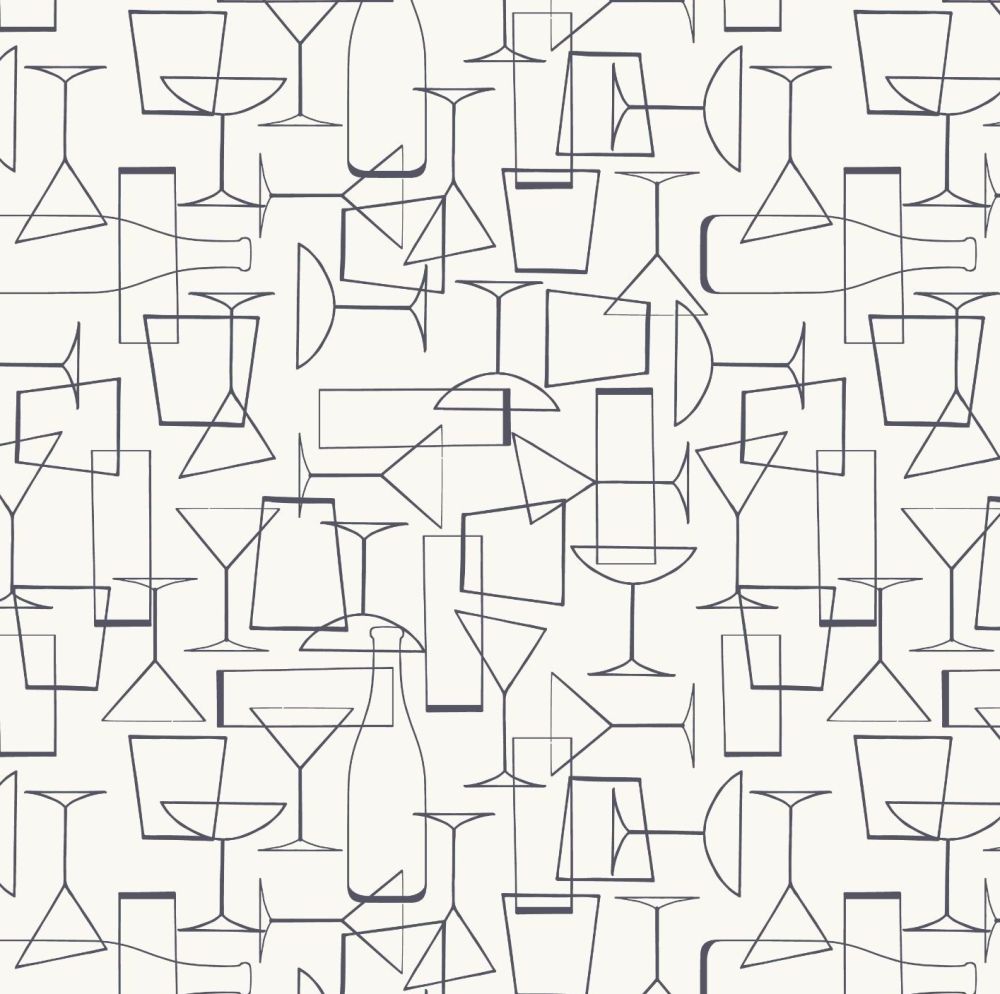 Cocktail Party Glasses on White Happy Hour Cocktail Glass Party Drinks Mono