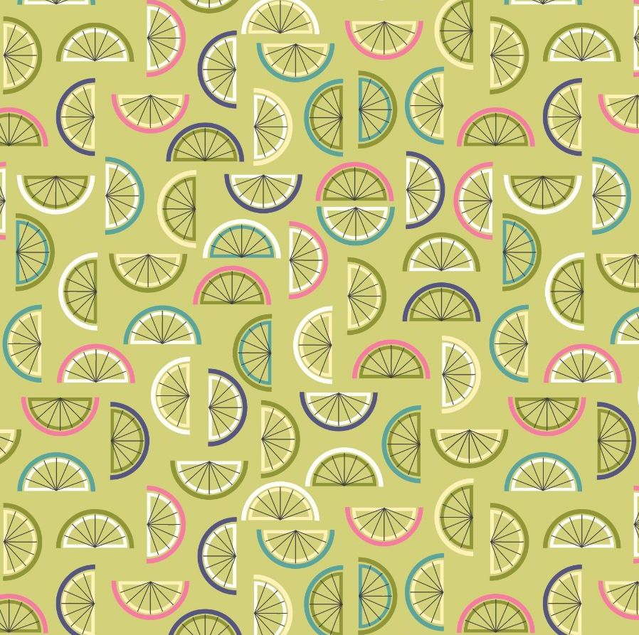 Cocktail Party Wedges on Chartreuse Green Lime Lemon Citrus Fruit Cotton Fa