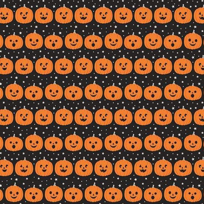 Halloween Jacks Pumpkins Jack O' Lantern Pumpkin Gray Spooky Cotton Fabric