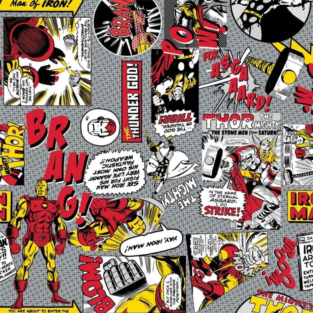 Marvel Comic Pop Power Iron Man Vs Thor Superhero Comic Books Heroes Cotton Fabric