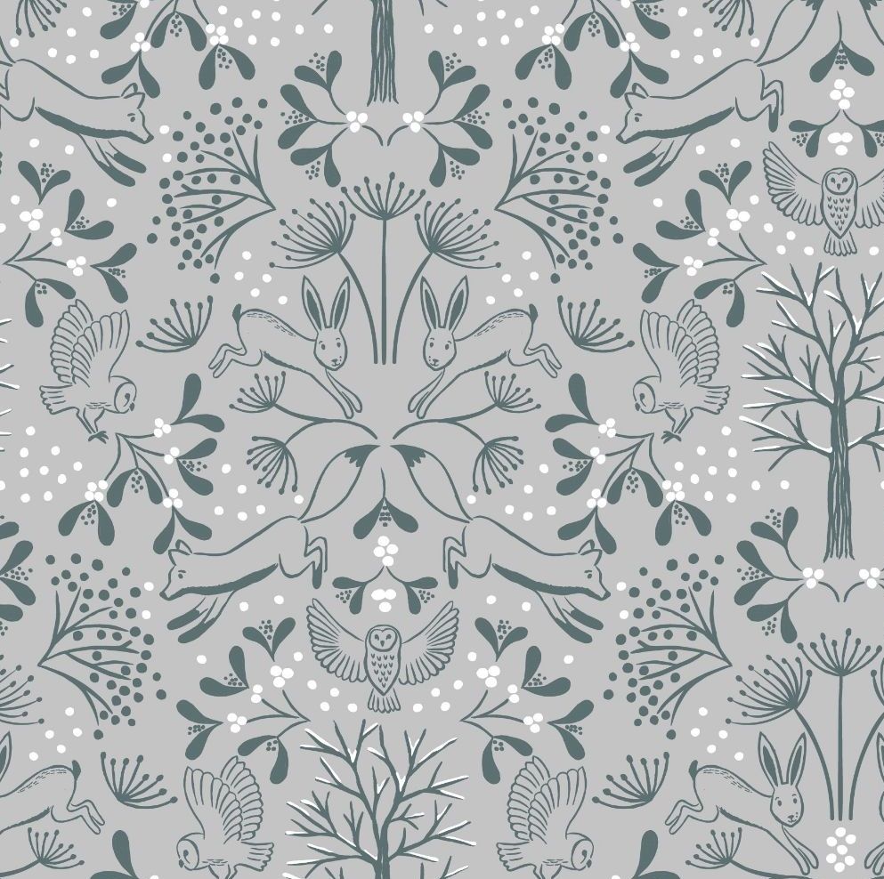 Winter in Bluebell Wood Winter Wood Animals Grey Christmas Woodland Fox Har