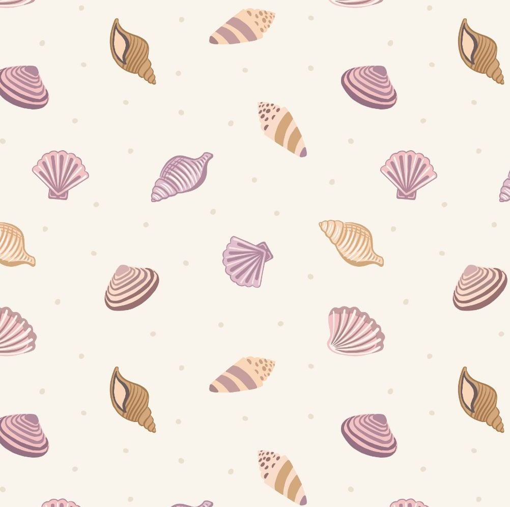 Small Things By The Sea Shells on Cream Shell Cotton Fabric