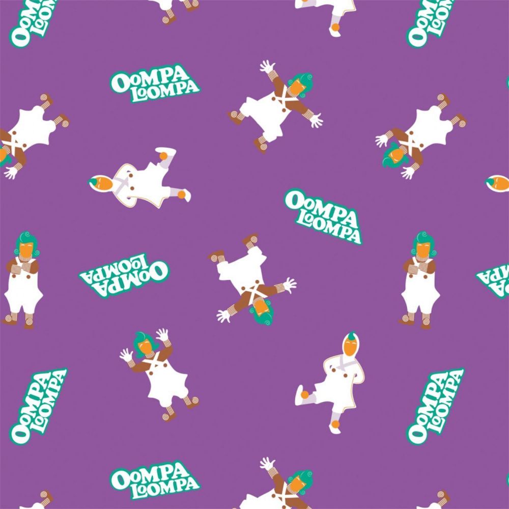 Willy Wonka and the Chocolate Factory Oompa Loompa Purple Cotton Fabric