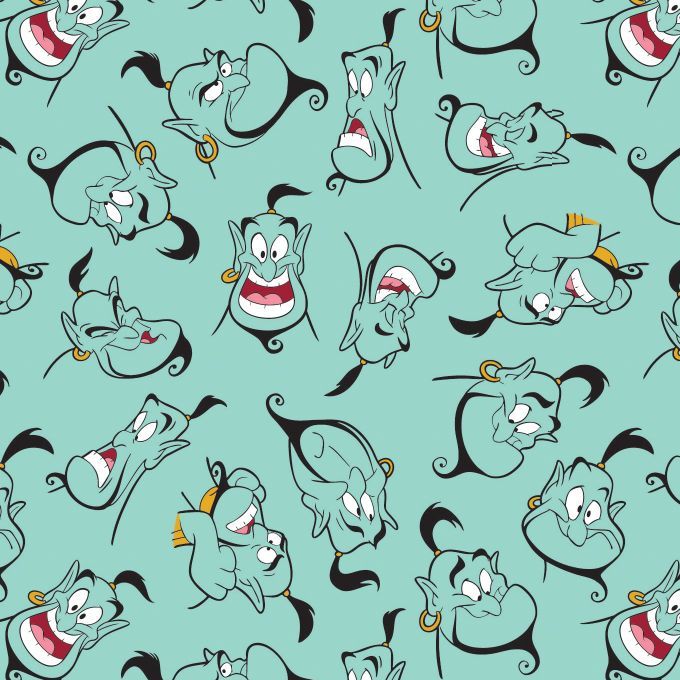Disney Aladdin Genie Light Teal Movie Character Cotton Fabric