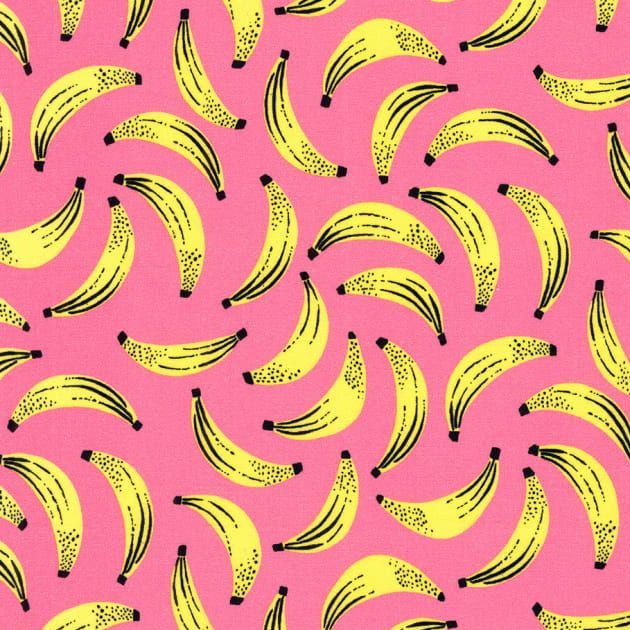 Hello Lucky Bananas Pink Fruit Banana Cotton Fabric