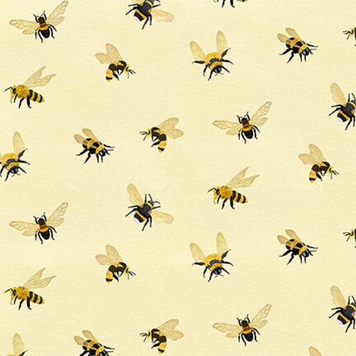 Bee a Keeper Allover Bees Cream Honey Bee Bumblebee Beekeeper Bees Cotton F