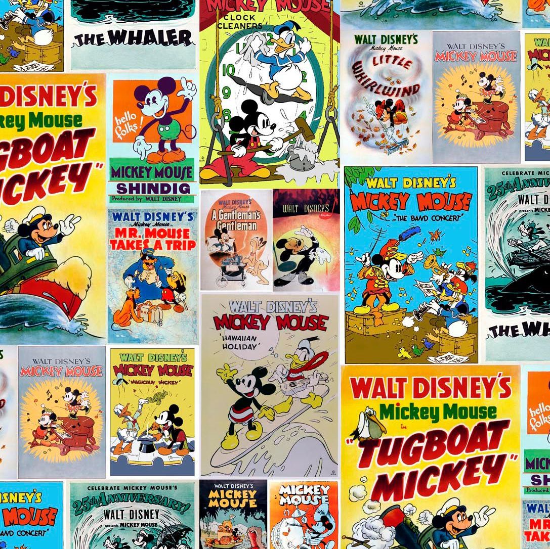 Disney Mickey & Friends Mickey Mouse Minnie Mouse Posters Cotton Fabric