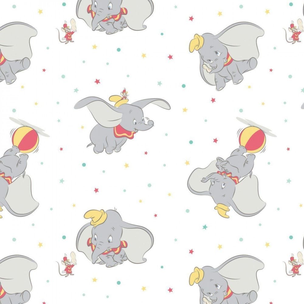 Disney Classics Dumbo Tossed Stars White Fun Baby Elephant Nursery DELUXE C