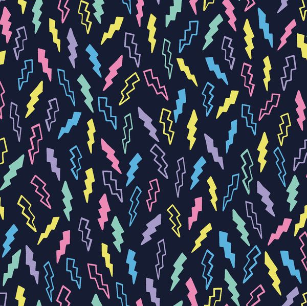 Space Magic Lightning Bolts Midnight Dear Stella Cotton Fabric