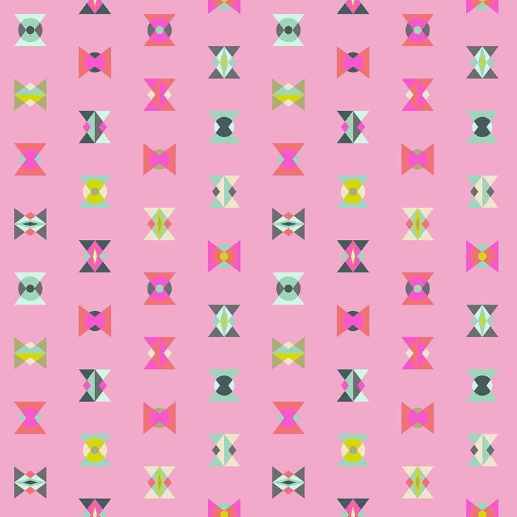 Tula Pink Spirit Animal Arrowheads Geometric Triangles Starlight Pink Cotto