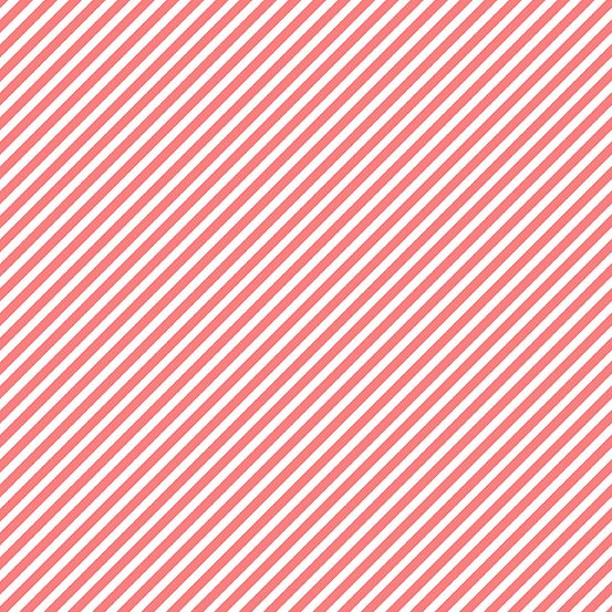 EXCLUSIVE Sweet Shoppe Candy Stripe Grapefruit and White Bias Stripes Pinst